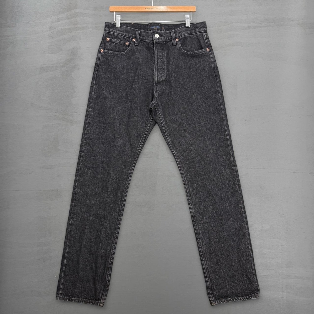Alex Mill Button Fly Jeans Vintage Black Original Mid Rise Straight Leg 32 x 32